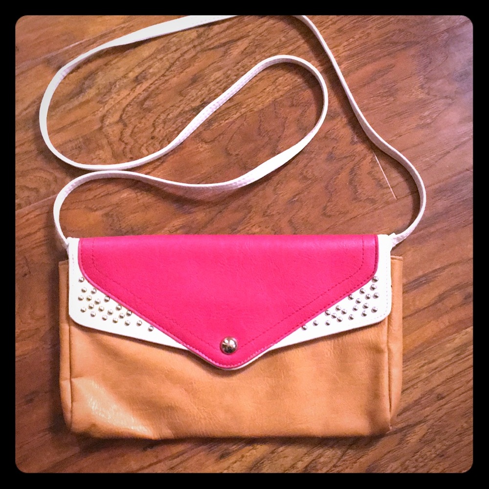 Jessica Simpson Purse Studded Pink White Brown